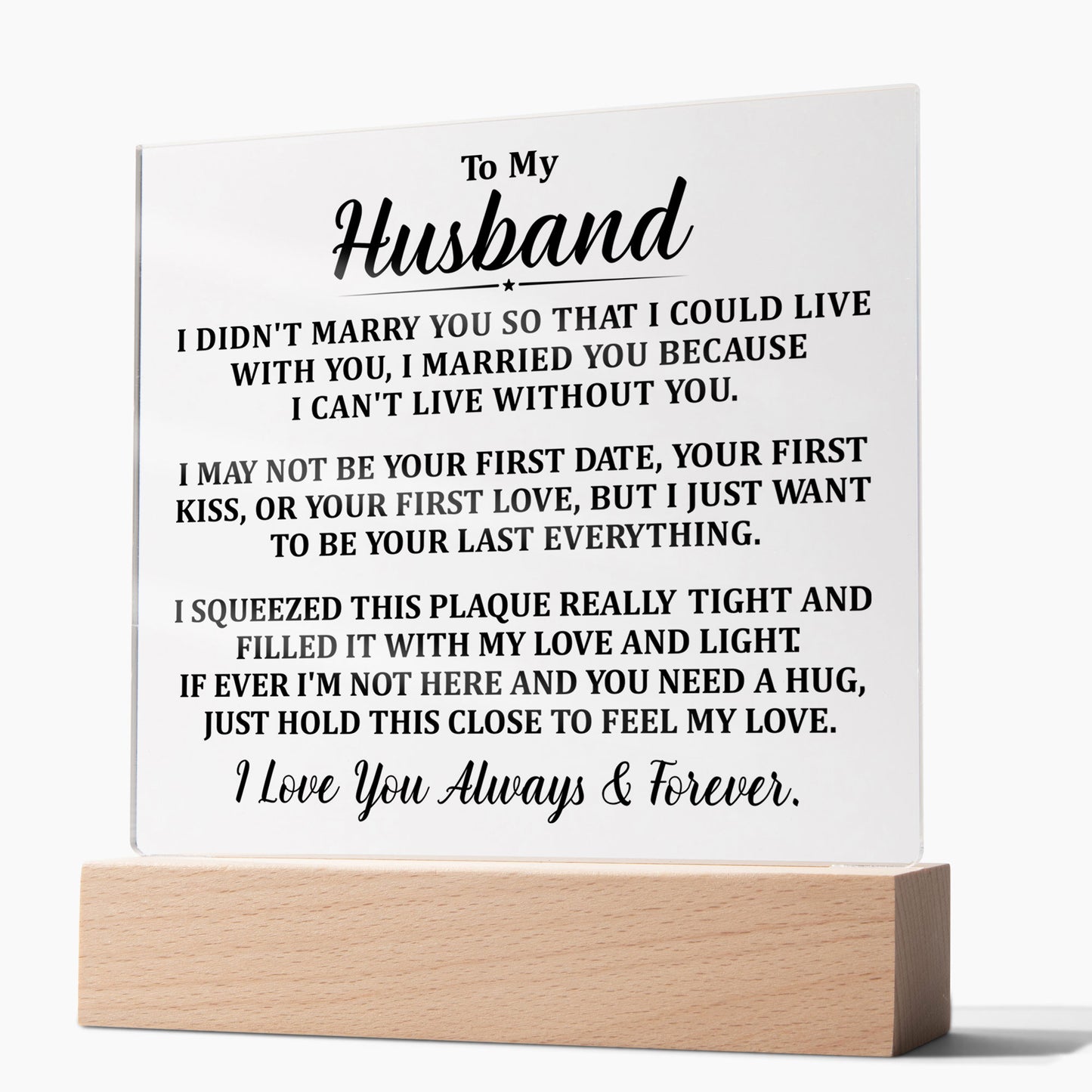 To My Husband Acrylic Plaque From Wife - Gifts For Husband From Wife Loving Acrylic Plaque Gifts - Romantic Birthday Gifts For Husband Home Office Desk Decorations Husband Gifts