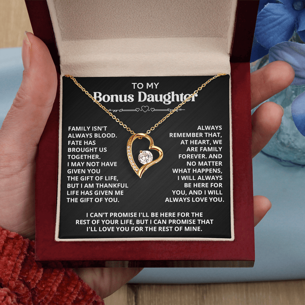 Necklace For Bonus Daughter - Forever Love Necklace - Black