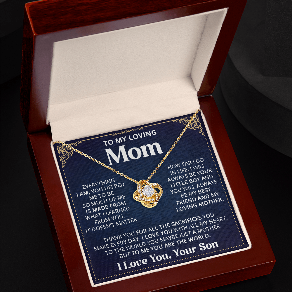 Mom - Everything I am - Love Knot Necklace