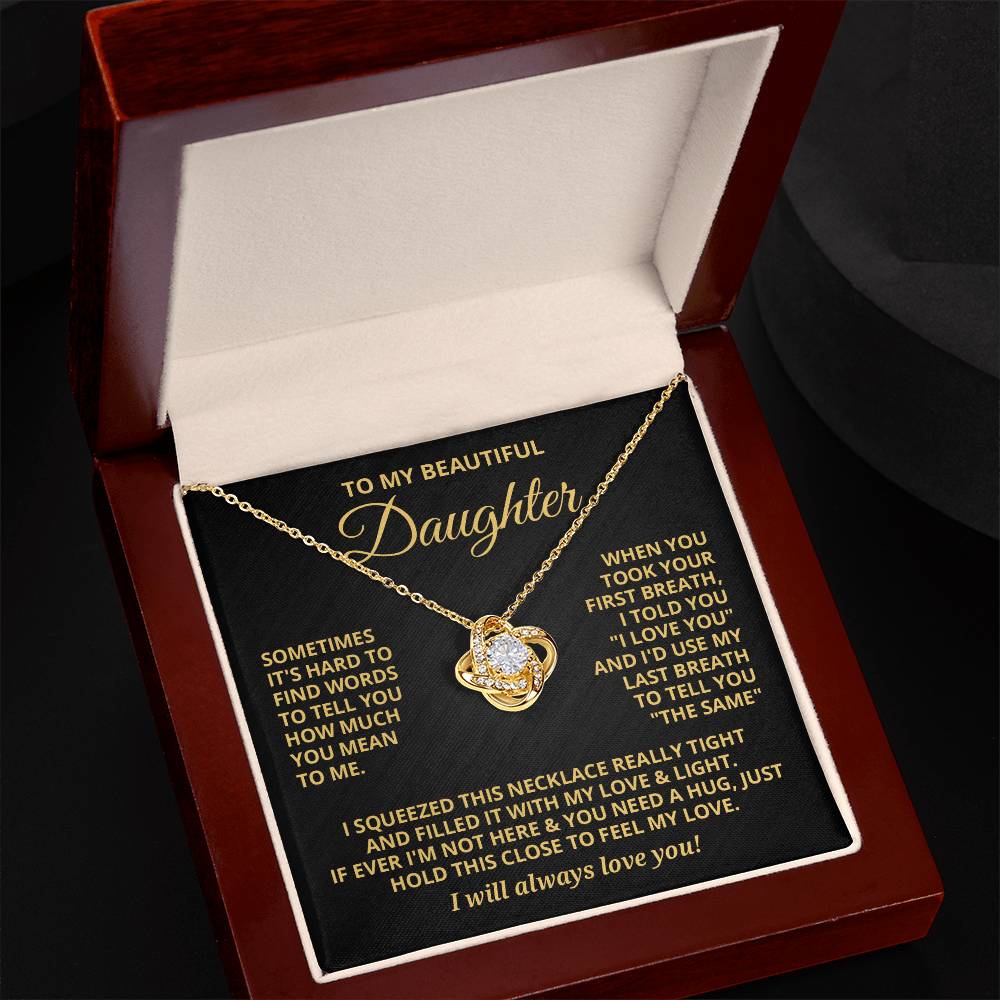 To My Daughter - Sometimes it's hard to - Love Knot Necklace - GB