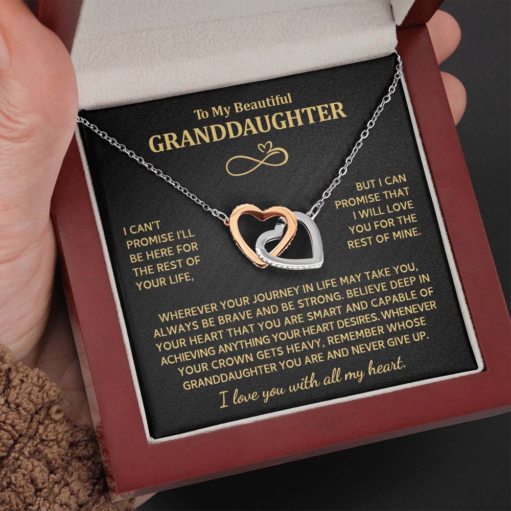 To My Granddaughter Necklace, Granddaughter Gifts From Grandma Grandmother Or Grandpa Grandfather, Jewelry Gifts For Granddaughter Birthday, Graduation, Heart Necklaces For Granddaughter