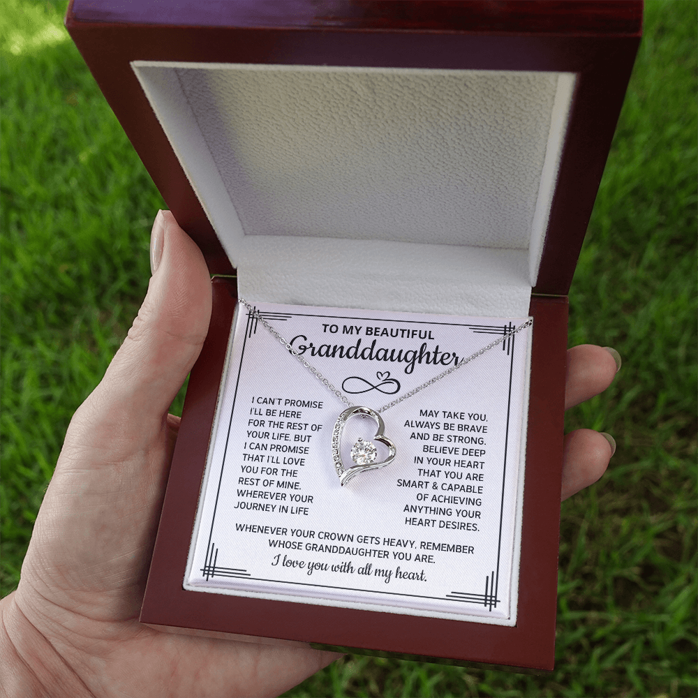 To My Granddaughter Necklace From Grandpa, Granddaughter Gifts From Grandpa Grandfather Or Grandma Grandmother, Jewelry Gifts For Granddaughter Birthday Gifts, Forever Love Necklace For Granddaughter