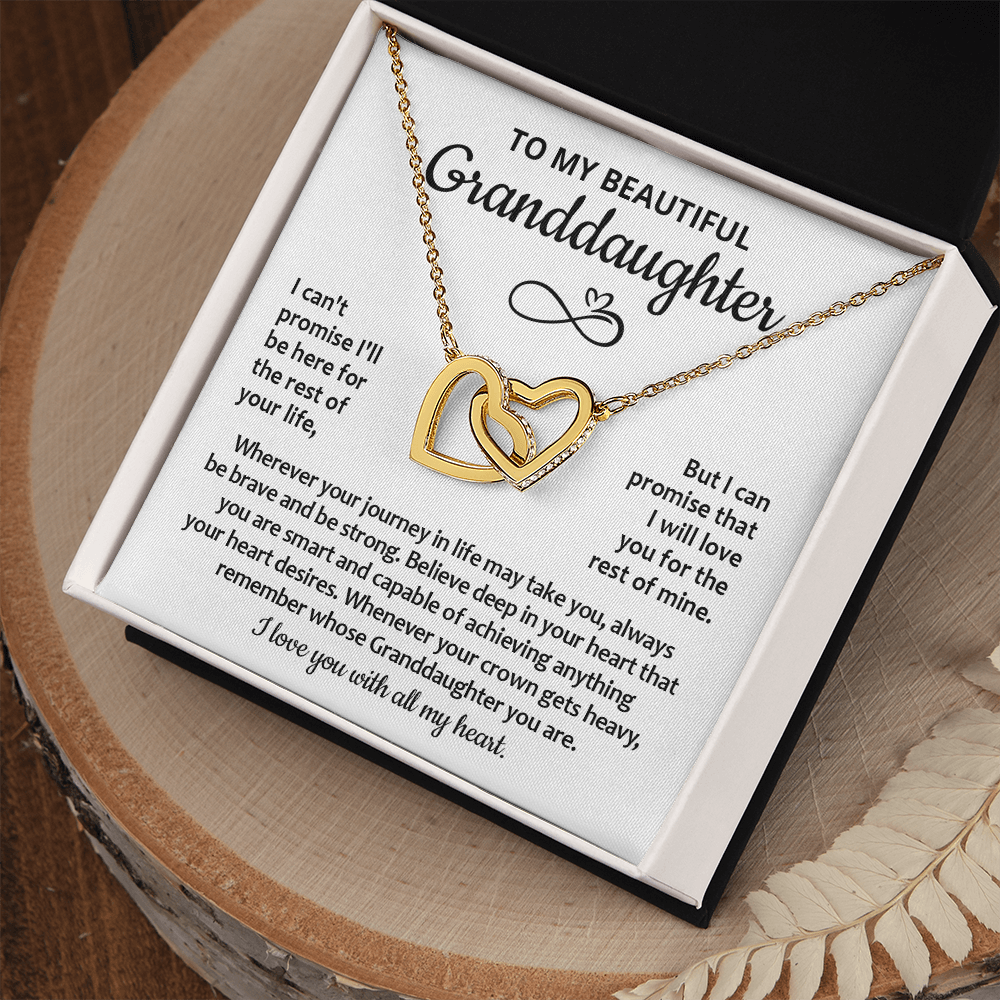 To My Granddaughter Necklace, Granddaughter Gifts From Grandma Grandmother Or Grandpa Grandfather, Jewelry Gifts For Granddaughter Birthday, Graduation, Interlocking Heart Necklace For Granddaughter
