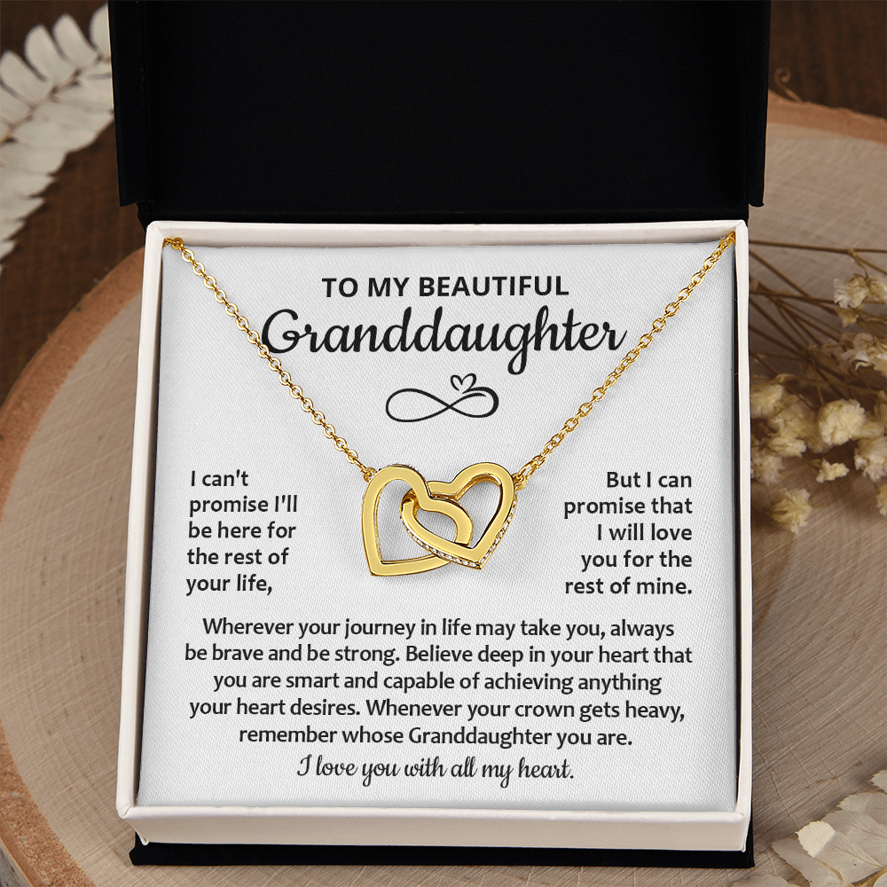 To My Granddaughter Necklace, Granddaughter Gifts From Grandma Grandmother Or Grandpa Grandfather, Jewelry Gifts For Granddaughter Birthday, Graduation, Interlocking Heart Necklace For Granddaughter