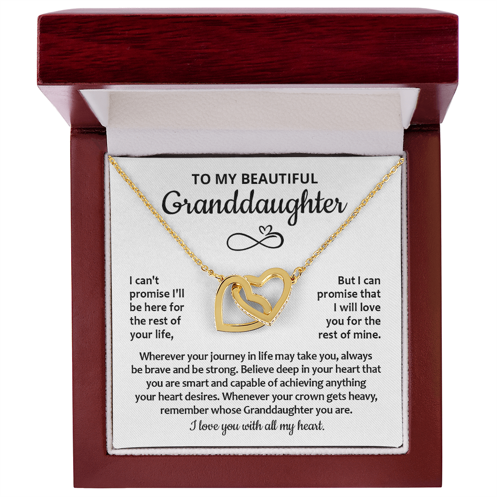 To My Granddaughter Necklace, Granddaughter Gifts From Grandma Grandmother Or Grandpa Grandfather, Jewelry Gifts For Granddaughter Birthday, Graduation, Interlocking Heart Necklace For Granddaughter