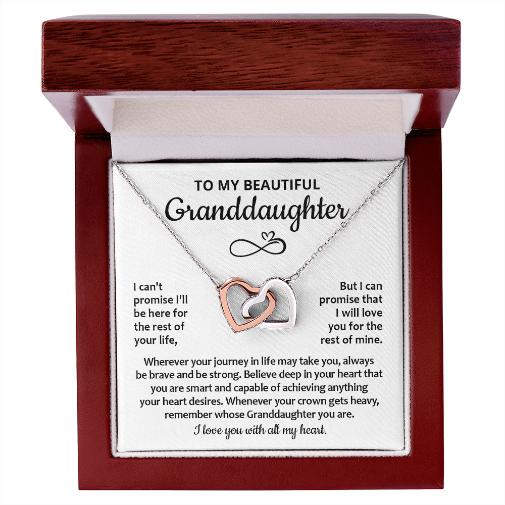 To My Granddaughter Necklace, Granddaughter Gifts From Grandma Grandmother Or Grandpa Grandfather, Jewelry Gifts For Granddaughter Birthday, Graduation, Interlocking Heart Necklace For Granddaughter