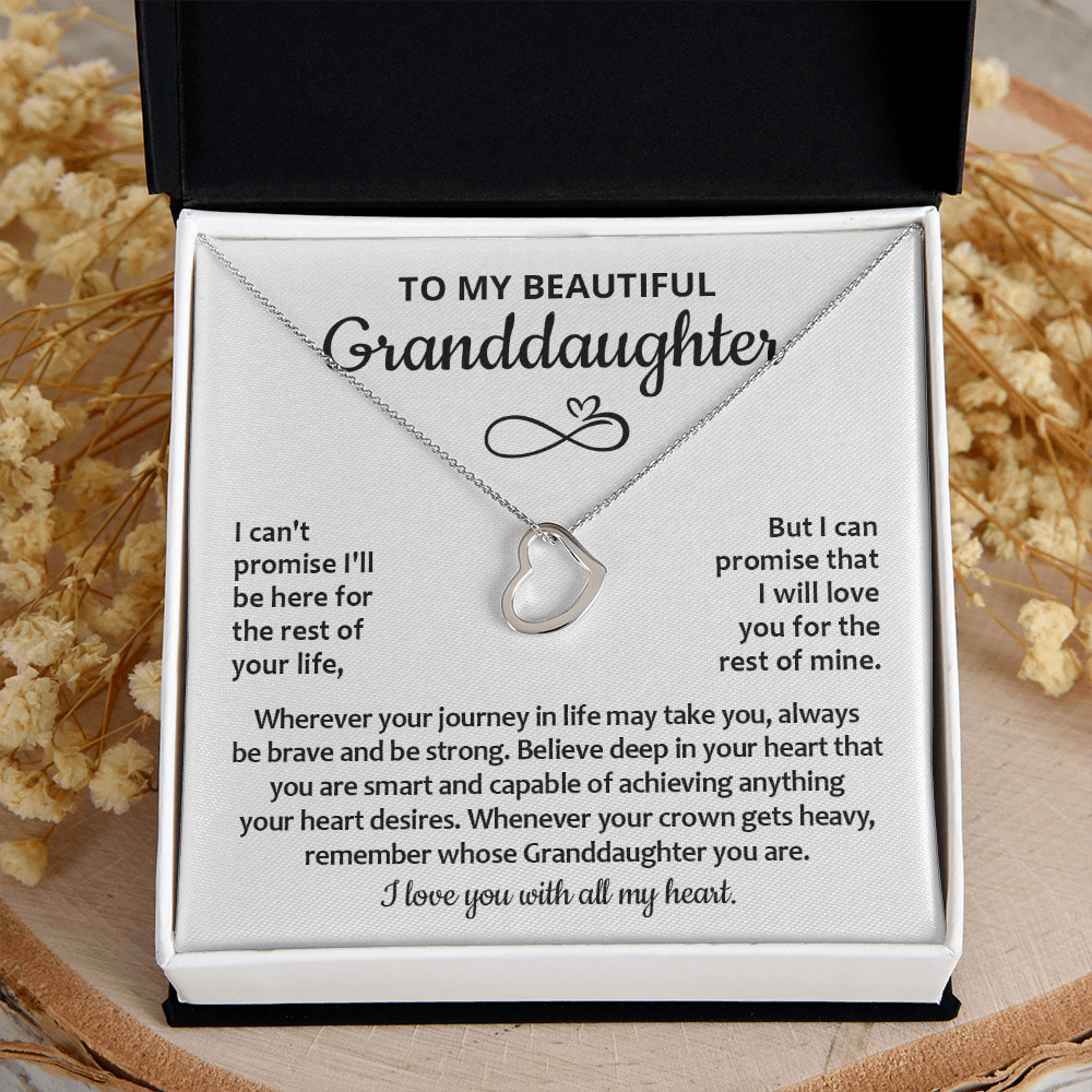 To My Granddaughter Necklace, Granddaughter Gifts From Grandma Grandmother Or Grandpa Grandfather, Granddaughter Heart Necklace Sterling Silver Jewelry Gifts For Granddaughter On Birthday, Graduation