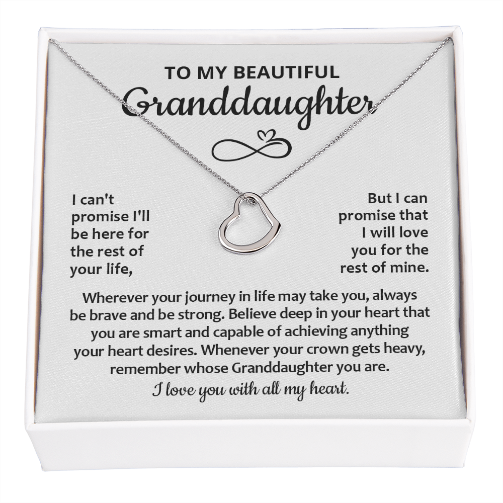 To My Granddaughter Necklace, Granddaughter Gifts From Grandma Grandmother Or Grandpa Grandfather, Granddaughter Heart Necklace Sterling Silver Jewelry Gifts For Granddaughter On Birthday, Graduation
