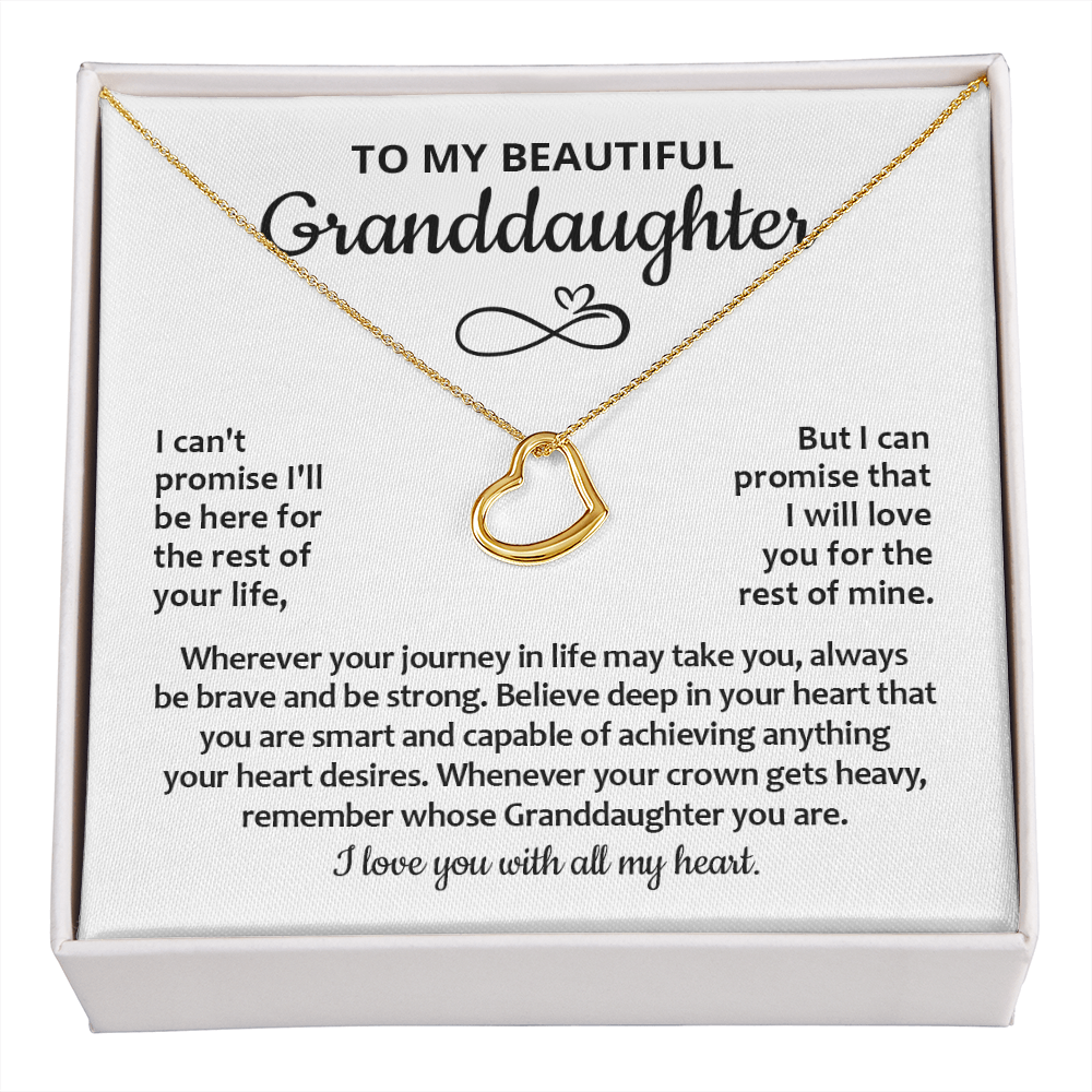 To My Granddaughter Necklace, Granddaughter Gifts From Grandma Grandmother Or Grandpa Grandfather, Granddaughter Heart Necklace Sterling Silver Jewelry Gifts For Granddaughter On Birthday, Graduation