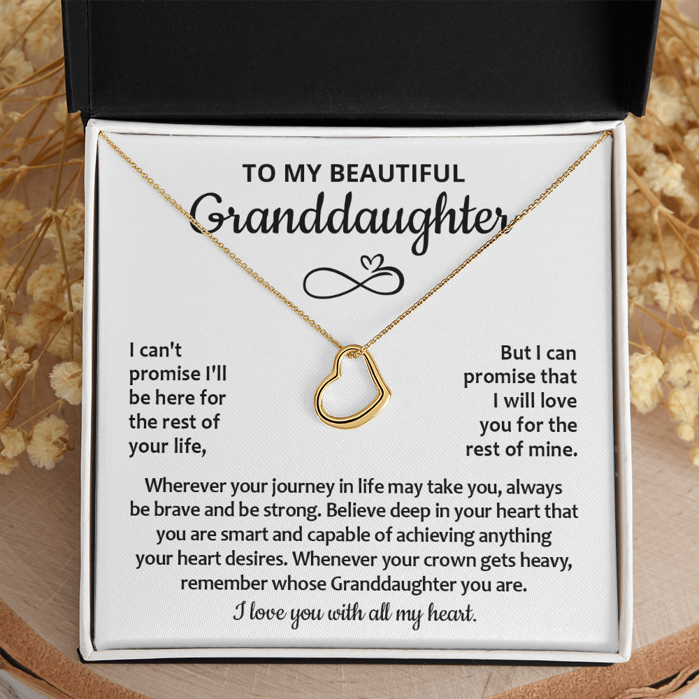 To My Granddaughter Necklace, Granddaughter Gifts From Grandma Grandmother Or Grandpa Grandfather, Granddaughter Heart Necklace Sterling Silver Jewelry Gifts For Granddaughter On Birthday, Graduation