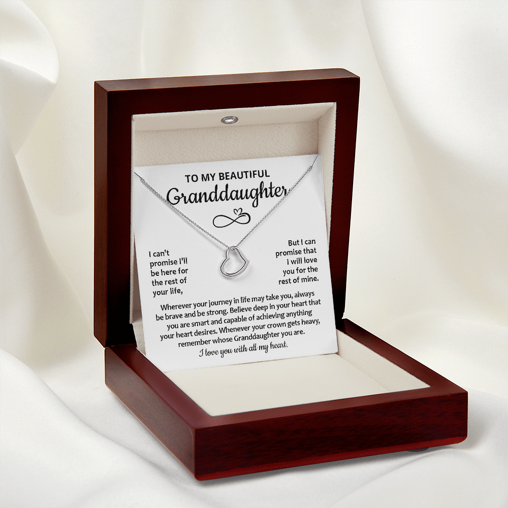To My Granddaughter Necklace, Granddaughter Gifts From Grandma Grandmother Or Grandpa Grandfather, Granddaughter Heart Necklace Sterling Silver Jewelry Gifts For Granddaughter On Birthday, Graduation