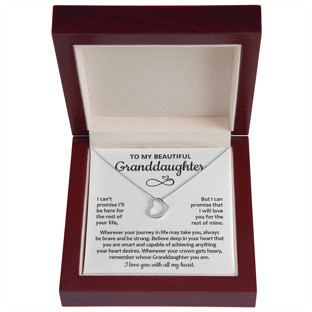 To My Granddaughter Necklace, Granddaughter Gifts From Grandma Grandmother Or Grandpa Grandfather, Granddaughter Heart Necklace Sterling Silver Jewelry Gifts For Granddaughter On Birthday, Graduation