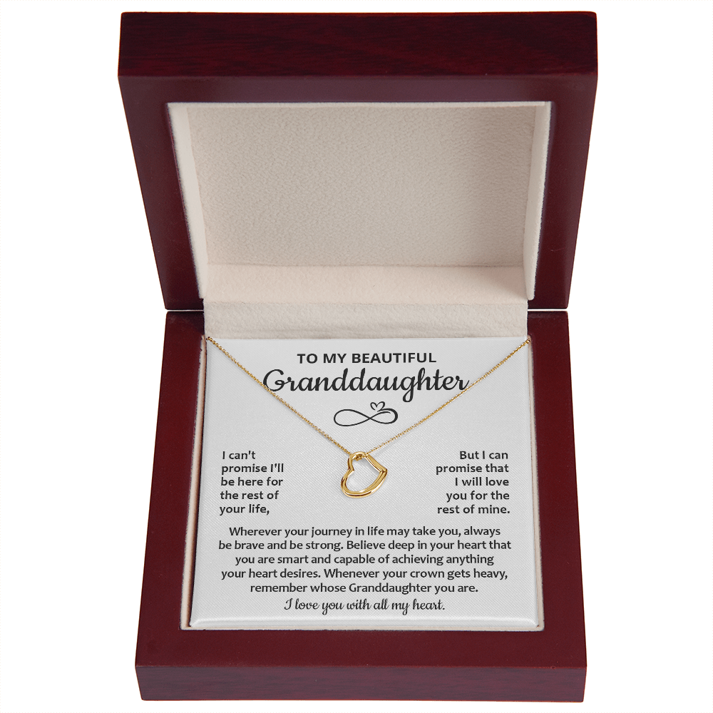 To My Granddaughter Necklace, Granddaughter Gifts From Grandma Grandmother Or Grandpa Grandfather, Granddaughter Heart Necklace Sterling Silver Jewelry Gifts For Granddaughter On Birthday, Graduation