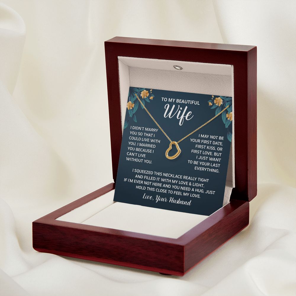 To My Wife Necklace Gifts from Husband, Wedding Anniversary Romantic Gifts for Wife from Husband, Wife Birthday Gifts from Husband, Necklace For Wife From Husband, Message Card and Gift Box