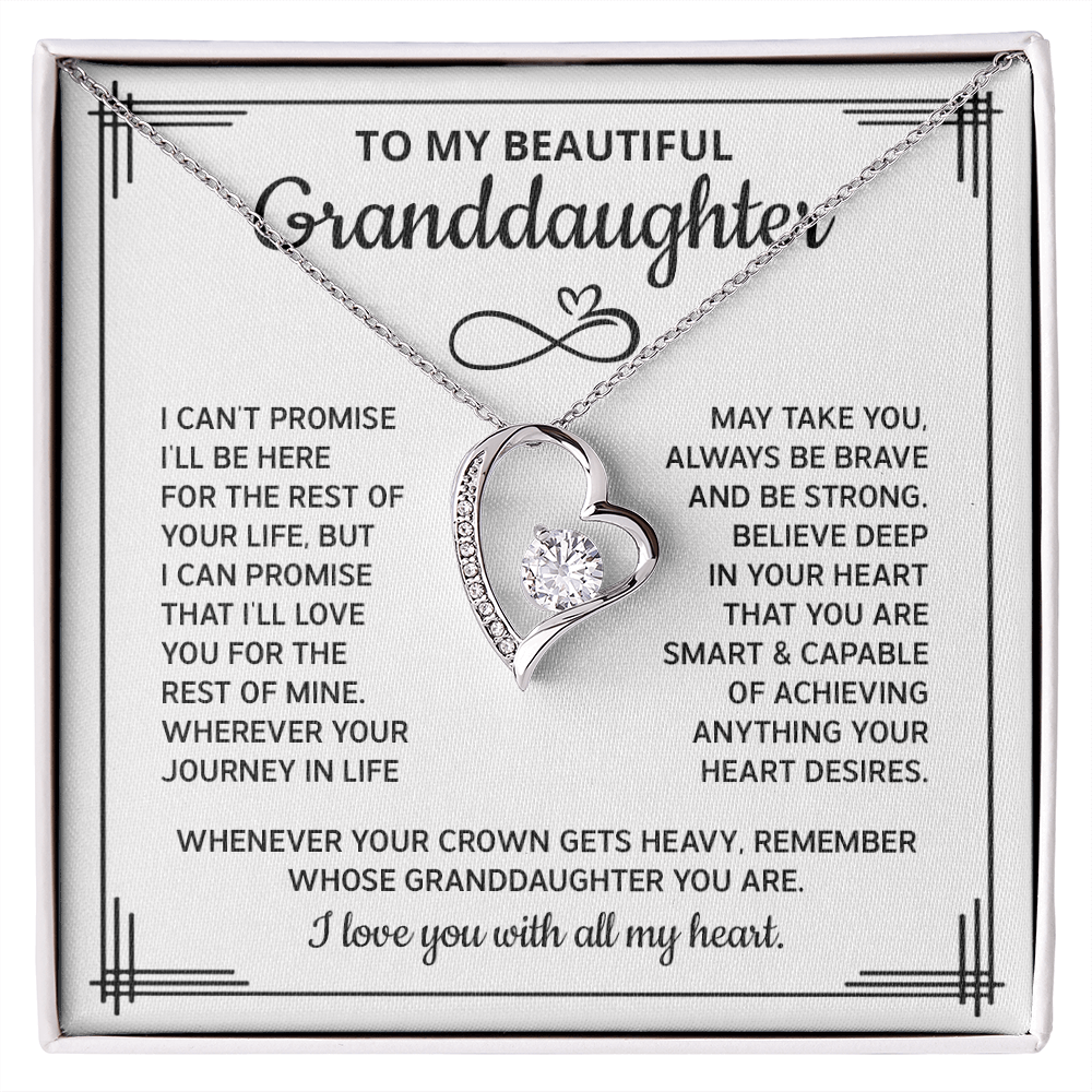 To My Granddaughter Necklace From Grandpa, Granddaughter Gifts From Grandpa Grandfather Or Grandma Grandmother, Jewelry Gifts For Granddaughter Birthday Gifts, Forever Love Necklace For Granddaughter
