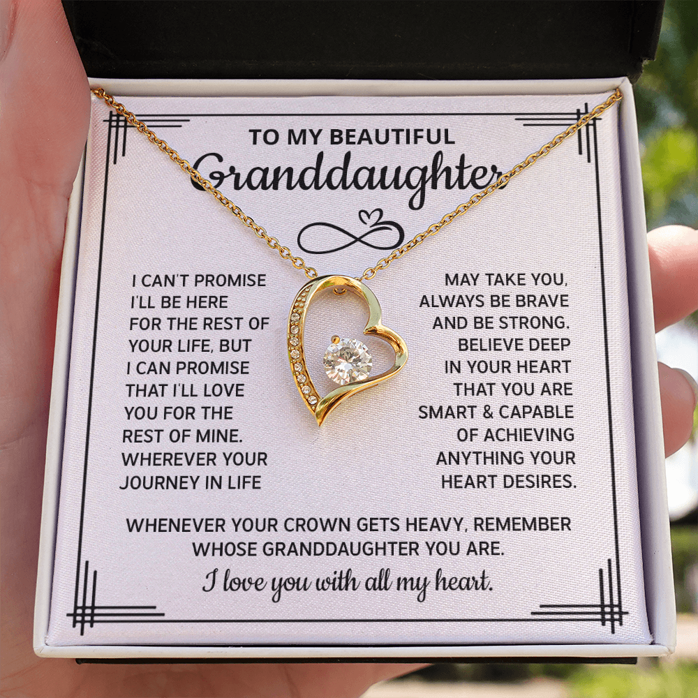 To My Granddaughter Necklace From Grandpa, Granddaughter Gifts From Grandpa Grandfather Or Grandma Grandmother, Jewelry Gifts For Granddaughter Birthday Gifts, Forever Love Necklace For Granddaughter