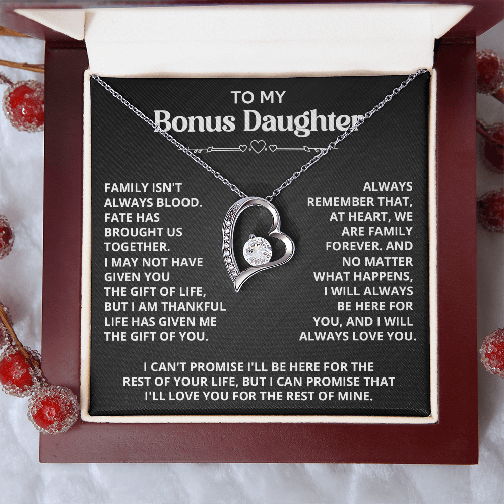 Necklace For Bonus Daughter - Forever Love Necklace - Black