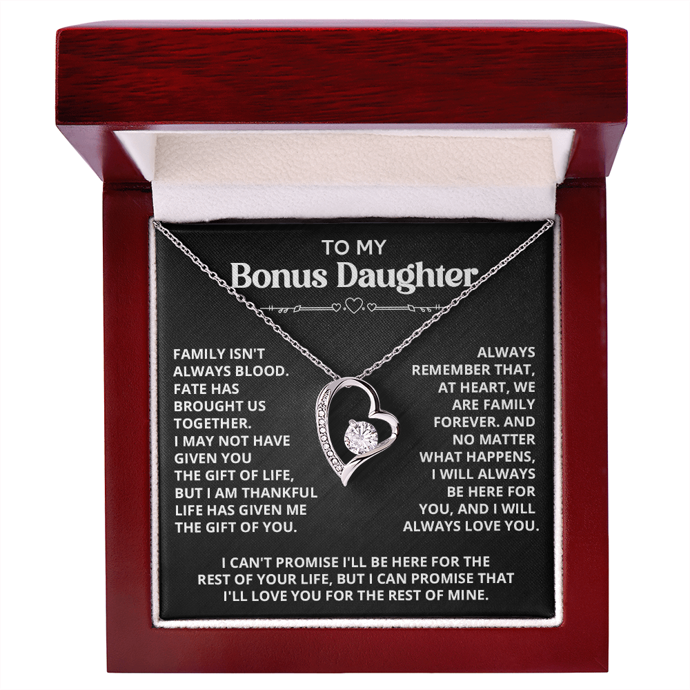 Necklace For Bonus Daughter - Forever Love Necklace - Black