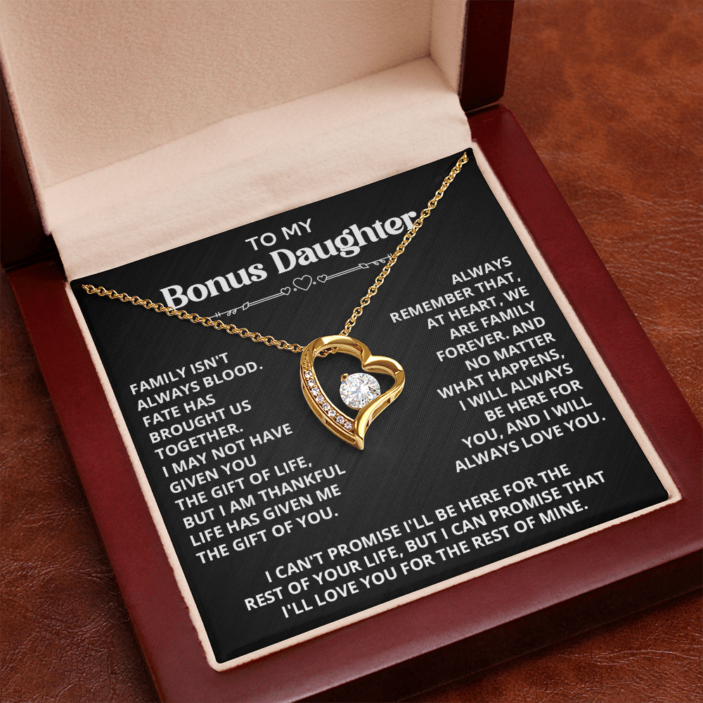 Necklace For Bonus Daughter - Forever Love Necklace - Black