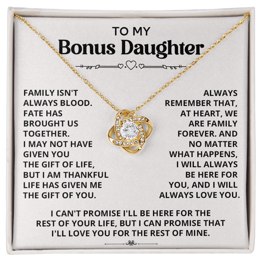 Necklace For Bonus Daughter - Love Knot Necklace - White