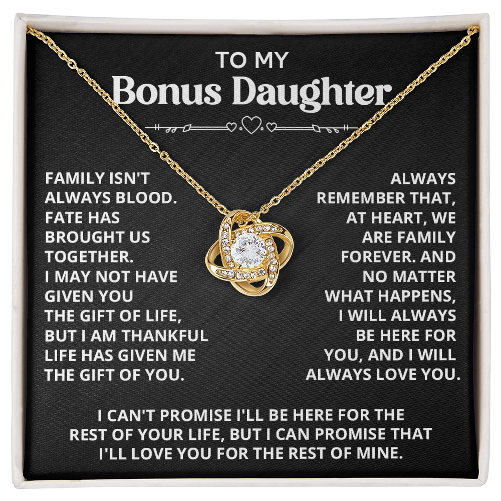 Necklace For Bonus Daughter - Love Knot Necklace - Black
