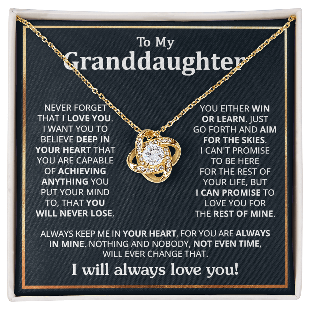 Granddaughter - Deep in your heart - Love Knot Necklace