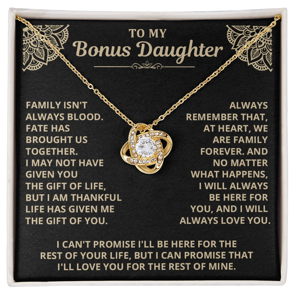 To My Bonus Daughter - "My Family Forever" Love Knot Necklace