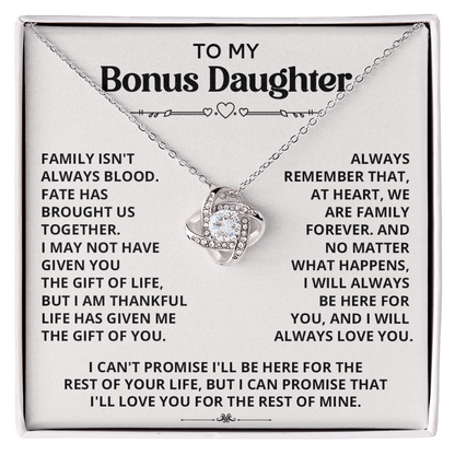 Necklace For Bonus Daughter - Love Knot Necklace - White