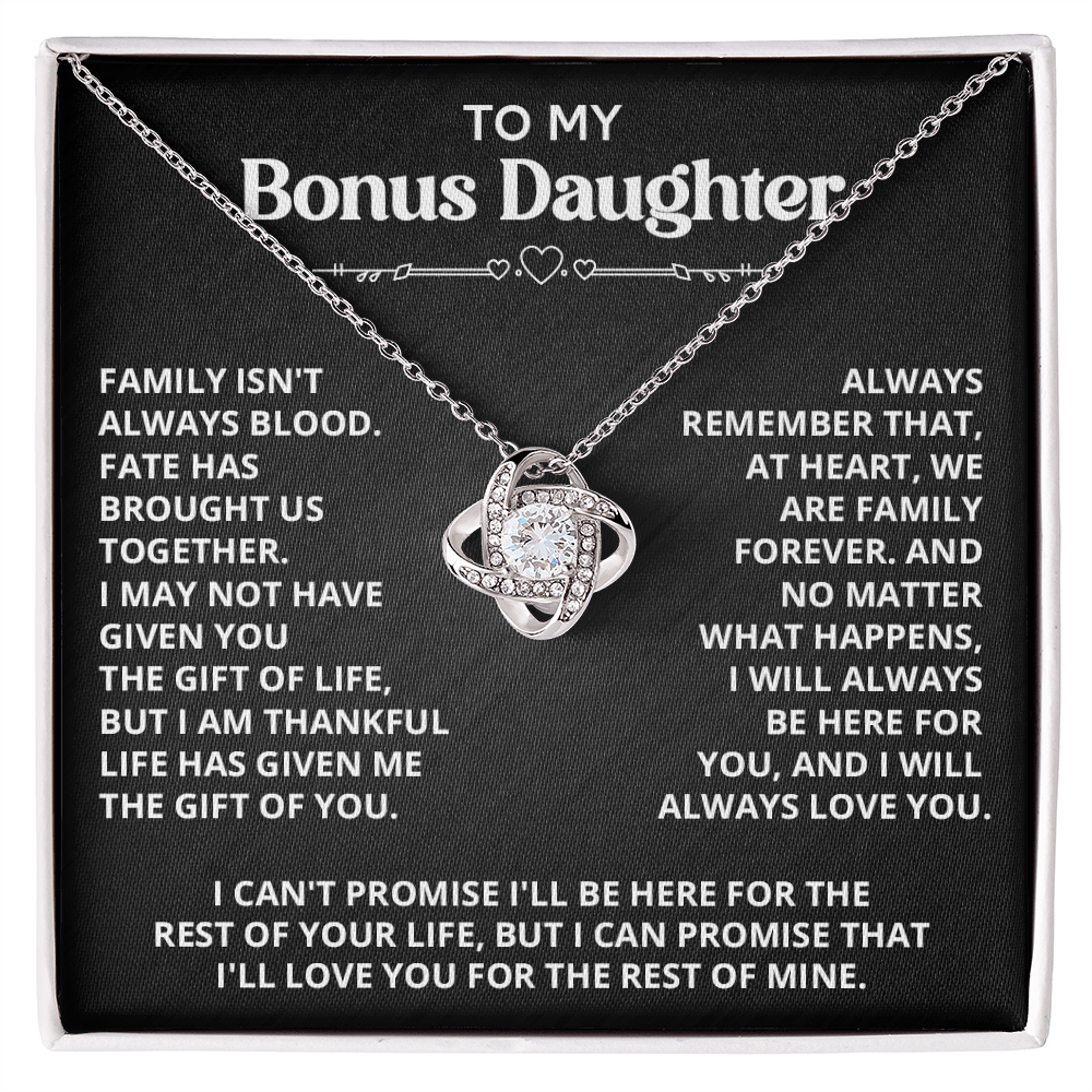 Necklace For Bonus Daughter - Love Knot Necklace - Black