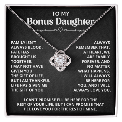 Necklace For Bonus Daughter - Love Knot Necklace - Black