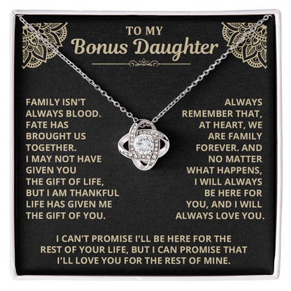 To My Bonus Daughter - "My Family Forever" Love Knot Necklace