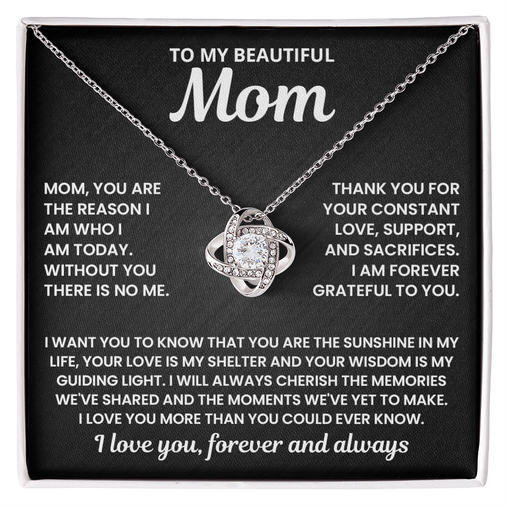 Mom - Without You There Is No Me - Love Knot Necklace