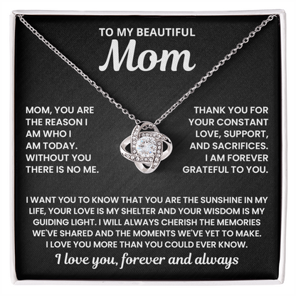 Mom - Without You There Is No Me - Love Knot Necklace