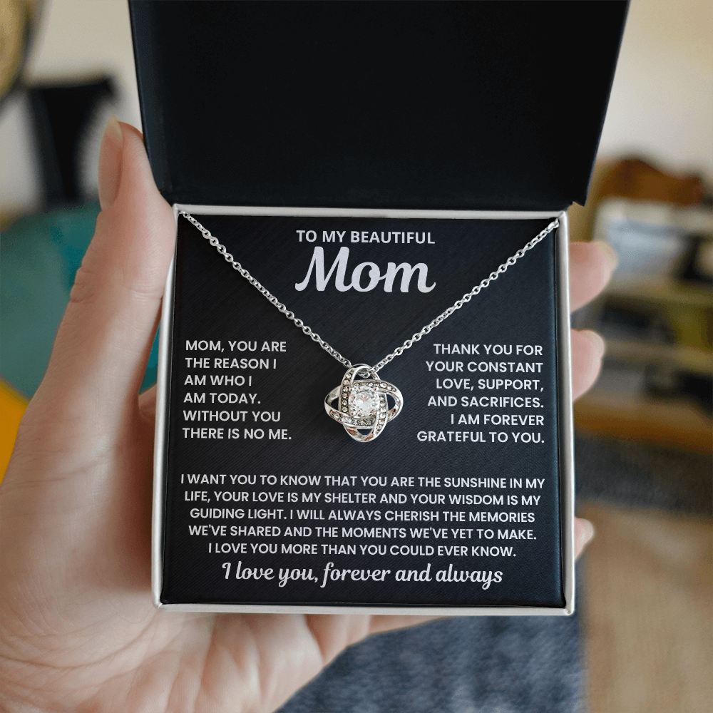 Mom - Without You There Is No Me - Love Knot Necklace