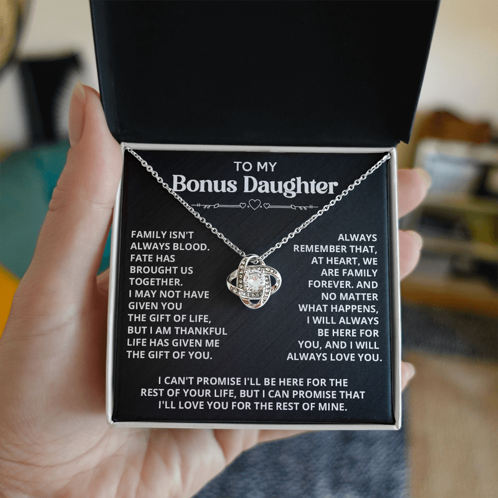 Necklace For Bonus Daughter - Love Knot Necklace - Black