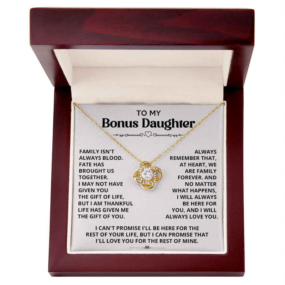 Necklace For Bonus Daughter - Love Knot Necklace - White