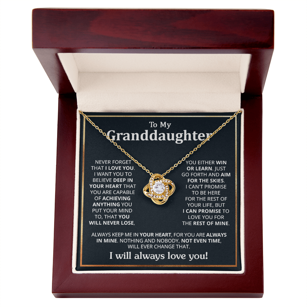 Granddaughter - Deep in your heart - Love Knot Necklace
