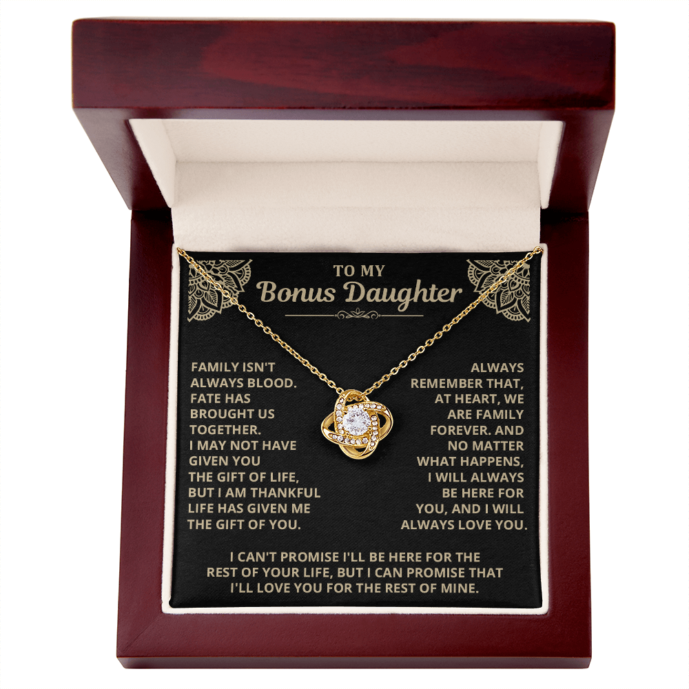 To My Bonus Daughter - "My Family Forever" Love Knot Necklace
