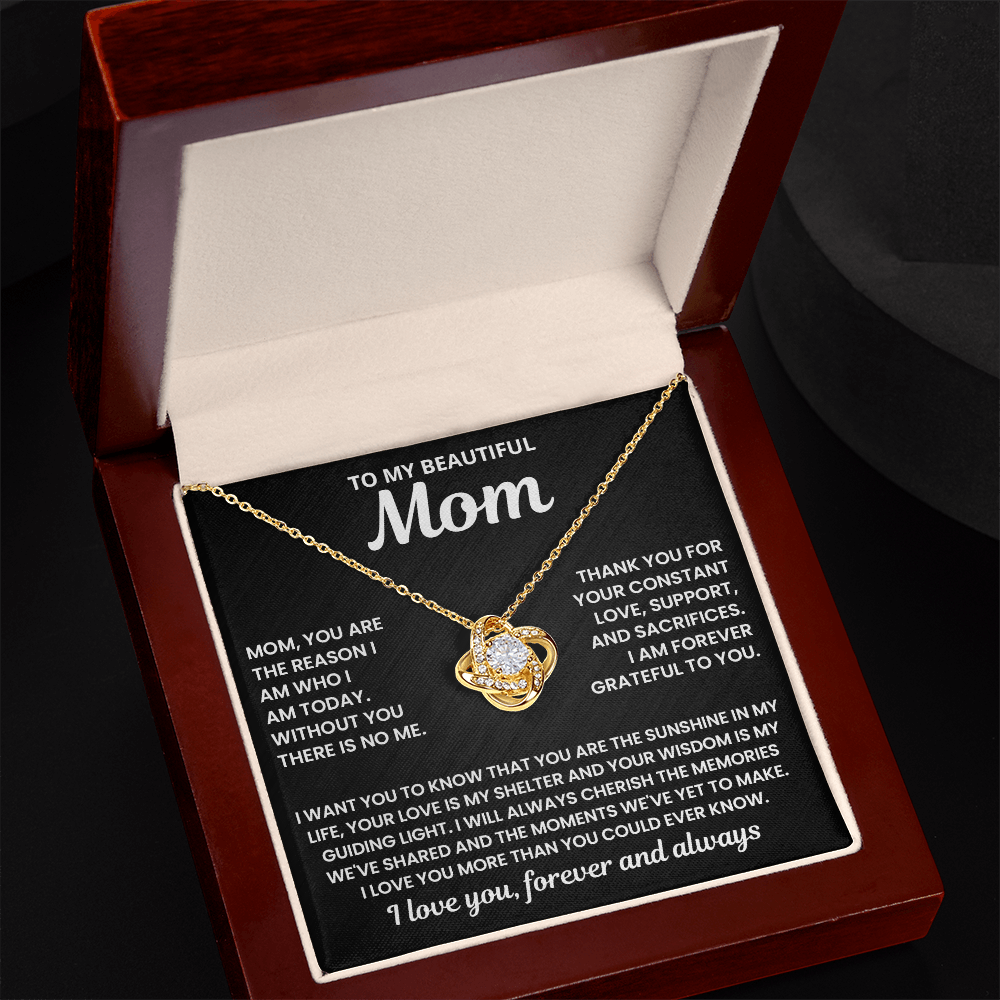 Mom - Without You There Is No Me - Love Knot Necklace