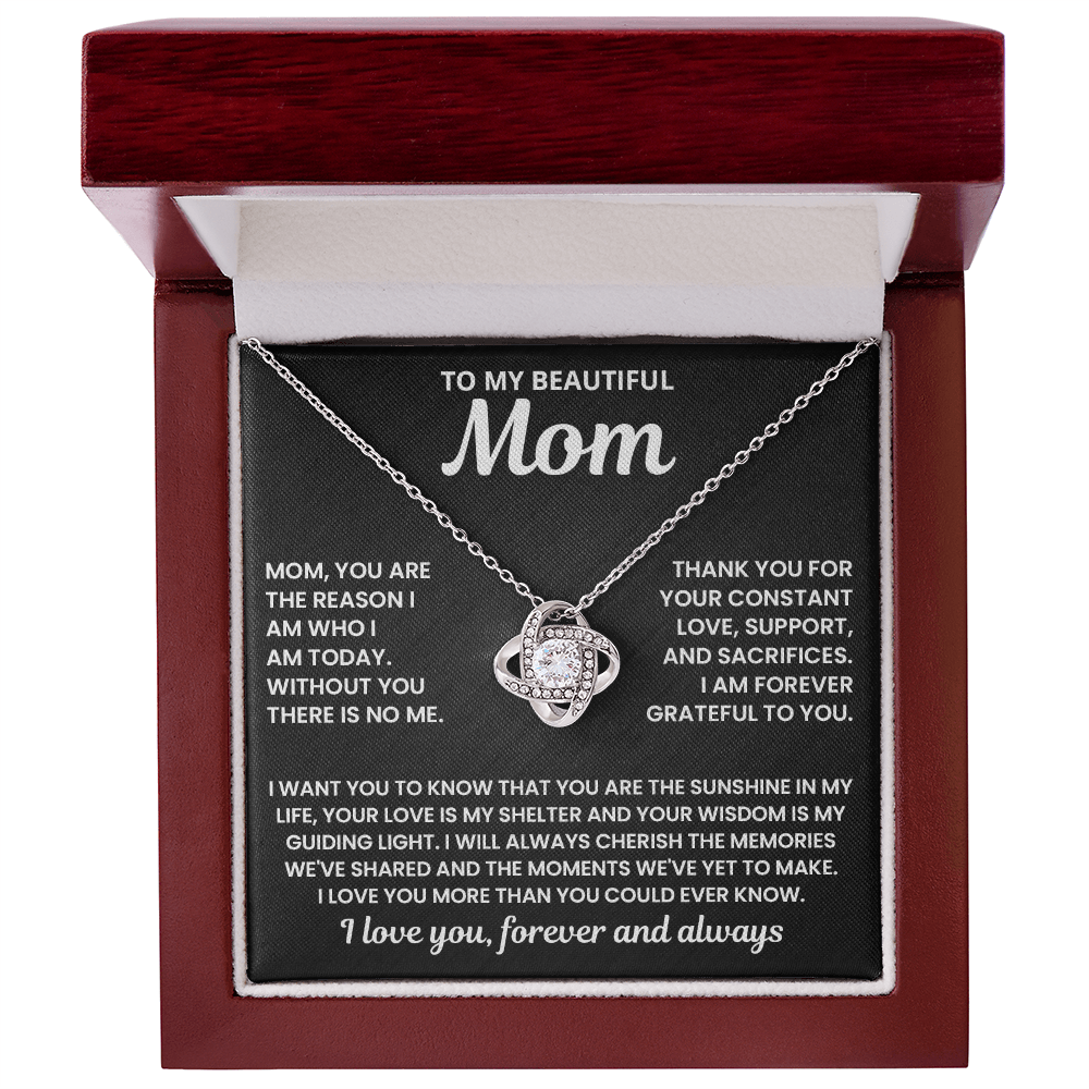 Mom - Without You There Is No Me - Love Knot Necklace