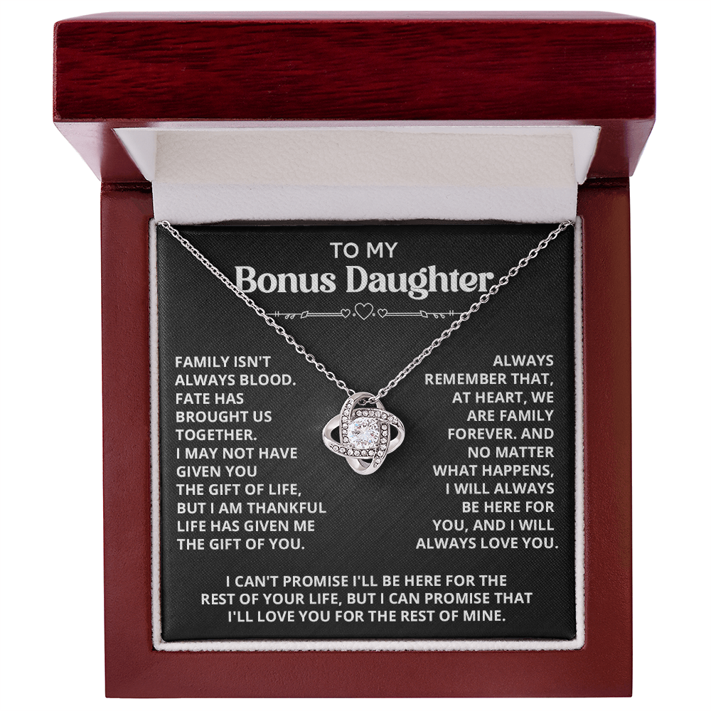 Necklace For Bonus Daughter - Love Knot Necklace - Black
