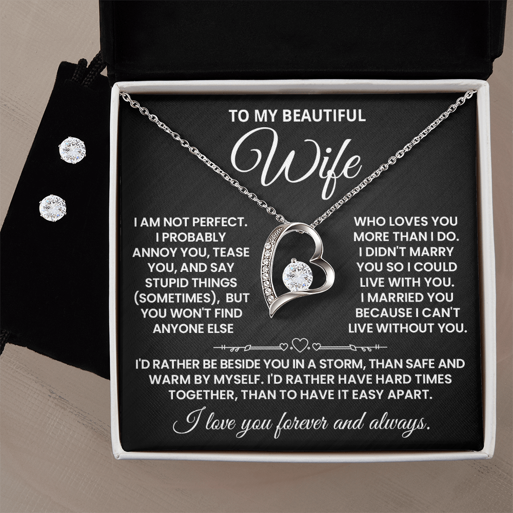 SO-4291486 - Forever Love Necklace & Cubic Zirconia Earrings
