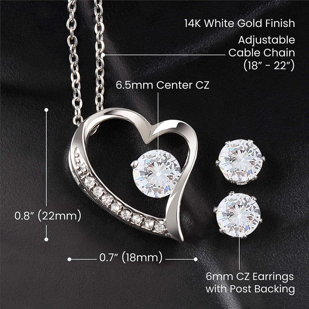 SO-4291486 - Forever Love Necklace & Cubic Zirconia Earrings