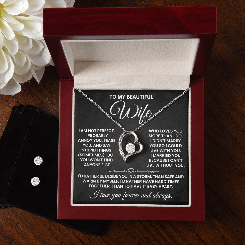 SO-4291486 - Forever Love Necklace & Cubic Zirconia Earrings