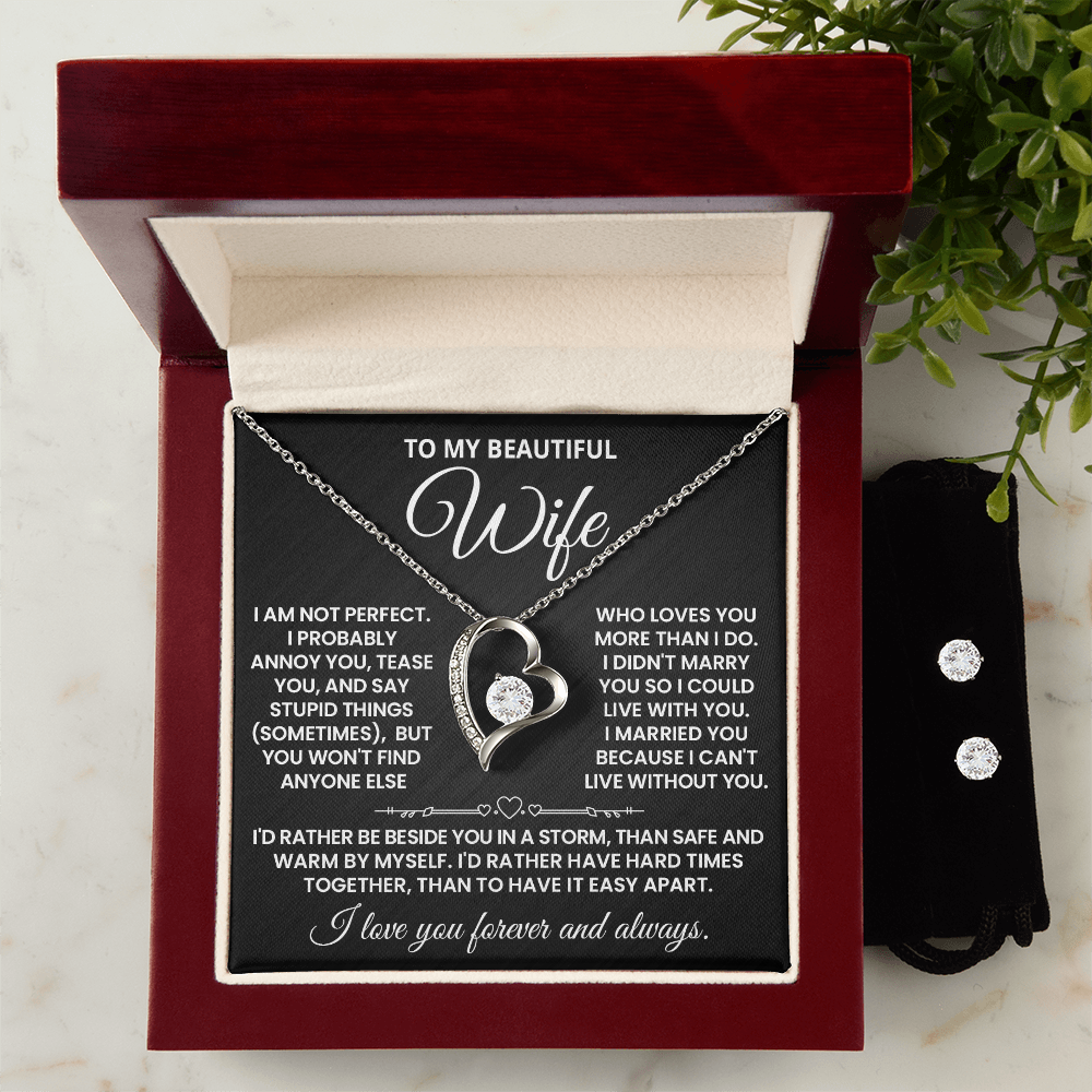 SO-4291486 - Forever Love Necklace & Cubic Zirconia Earrings