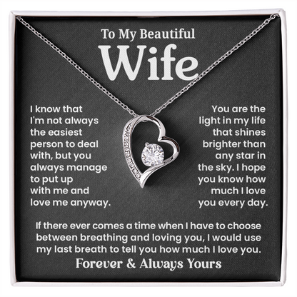 To My Wife - Breathing - Forever Love Necklace