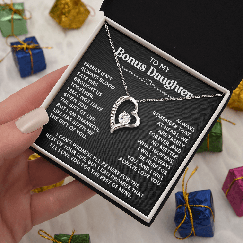 Necklace For Bonus Daughter - Forever Love Necklace - Black