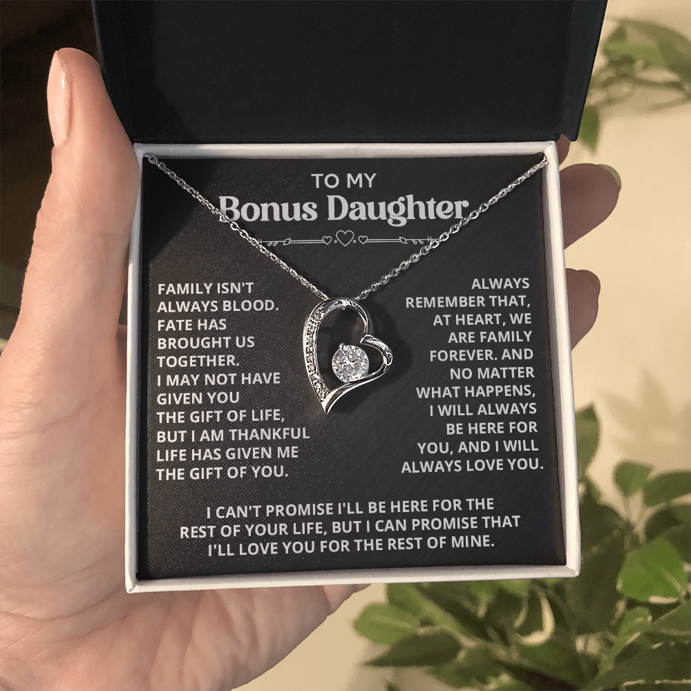 Necklace For Bonus Daughter - Forever Love Necklace - Black