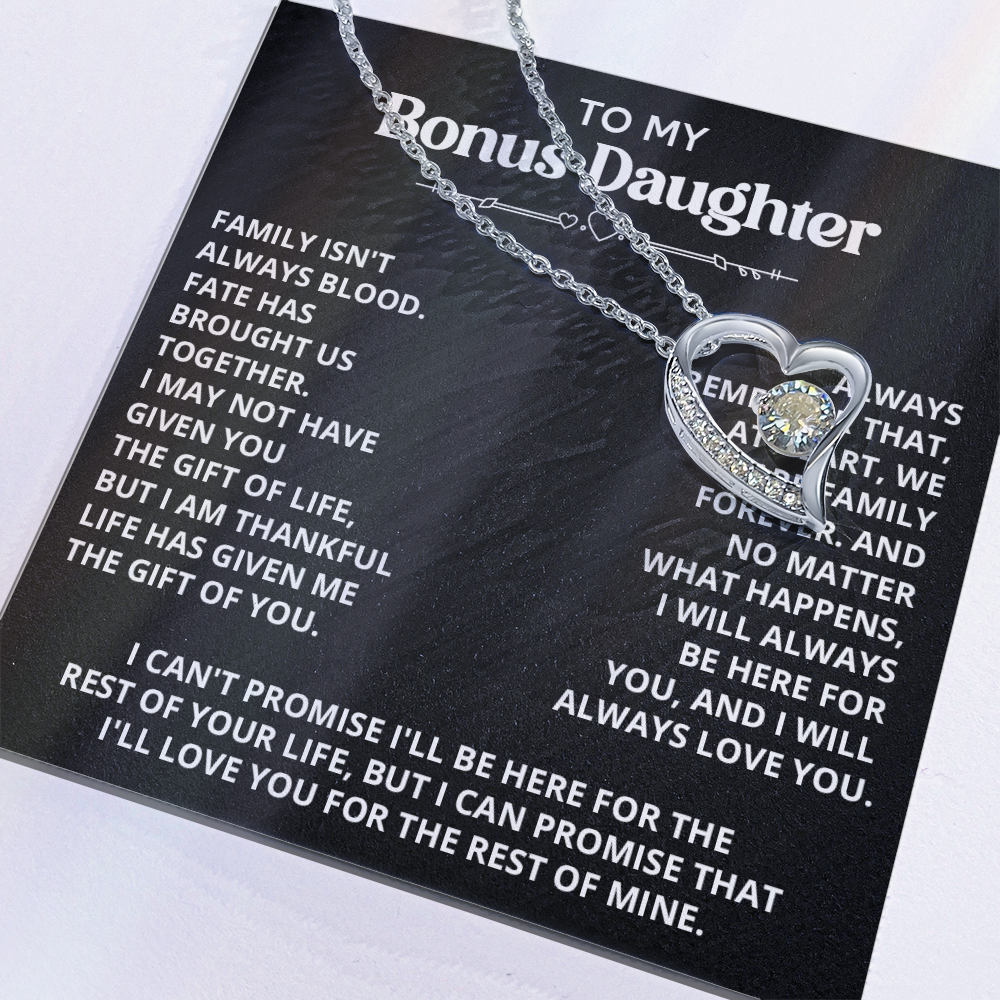 Necklace For Bonus Daughter - Forever Love Necklace - Black