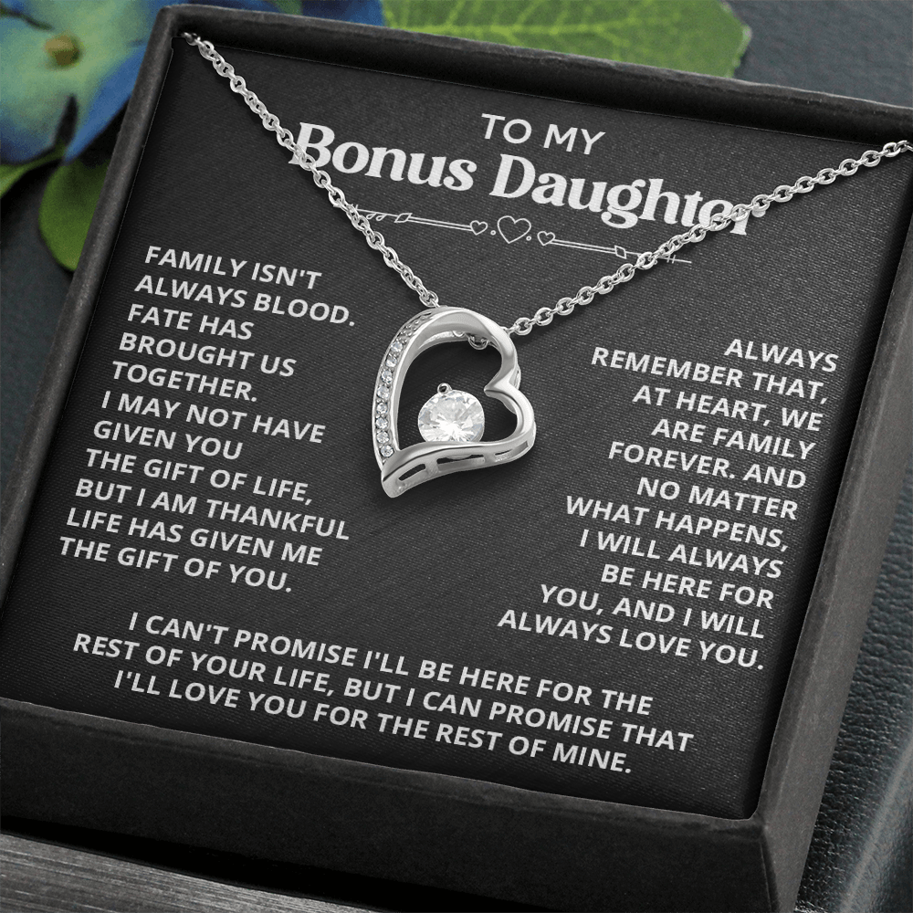 Necklace For Bonus Daughter - Forever Love Necklace - Black